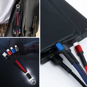 Woody Sofia Işıklı Anahtarlık Model 3 in 1 USB Çıkışlı MİKRO,TYPE-C ve İphone Uyumlu Şarj Kablosu - 1