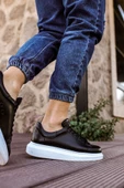 Yeni Sezon Erkek Tarz Casual Sneaker Günlük Spor Rahat Ayakkabı -Siyah-Beyaz - 3