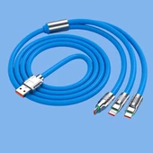 Woody Sofia ®Kutulu  3 Şarj Aleti 1 Arada Çinko Alaşım Hızlı Şarj Kablosu Mavi 3 in 1 - 2