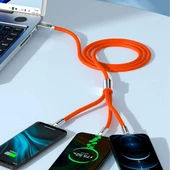 Woody Sofia 3 Şarj Aleti 1 Arada Çinko Alaşım Hızlı Şarj Kablosu Turuncu - 2