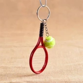 Hediye Anahtarlık Gerçekçi Tenis Raketi Tasarımlı Şık Anahtarlık Kolye Çanta Süsü Tennis Keychain - 8