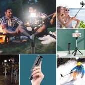 Woody Sofia Kendiliğinden Işıklı Masaüstü Tripod Olabilen Telefon Tutuculu Kablosuz Kumandalı Selfie Çubuğu - 3