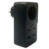 3lü Priz Isıya Dayanıklı Termal Akım Korumalı 1 Priz Girişli 2 USB Girişli 2 TYPE-C Girişli Pirz - 1