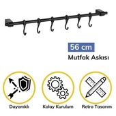 Woody Sofia ® Duvara Monte Edilen 6 Kancalı Dekor Kaşıklık ve Kupa Askısı - 6