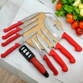 SürLaz Çeyizlik Bıçak Seti 9 Parça Mutfak Bıçak Seti Red Serisi thumbnail 1