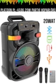 PL-4596 BT+USB+TF+AUX+Kumanda 20W Çift Mikrofonlu Işıklı Toplantı-Parti Kule Hoparlör - 1