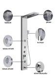 Sam Banyo Fırat Gri Bej Masajlı Duş, Dikey Duş Paneli, Shower Panel, Duş Fiskiyesi - 4