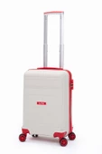 Elatae Premium Polipropilen Kabin Boy Kırılmaz Valiz Bej - Kırmızı V305 - 1