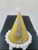 Gold Gümüş 1/2 Yazılı Simli Yaldızlı Beyaz Ponponlu Lastikli Yarım Yaşa Özel Şapka 1 Adet - 3