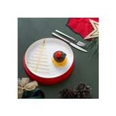 İSTANBUL PORSELEN STARLİGHT FİNE BONE NEW YEAR YILBAŞI PASTA TABAĞI GOLD 21 CM - 1
