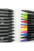 12'li Marker Set Çift Taraflı Kalem Seti 12 Renklendirme Kalemi Kaligrafi Kitap Boyama Kalemi - 4