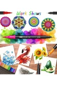 12'li Marker Set Çift Taraflı Kalem Seti 12 Renklendirme Kalemi Kaligrafi Kitap Boyama Kalemi - 6
