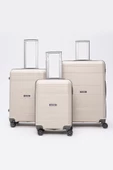 Elatae Premium Polipropilen Kırılmaz 3'lü Valiz Seti Bej - Antrasit V305 thumbnail 2