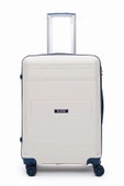 Elatae Premium Polipropilen Kırılmaz 3'lü Valiz Seti Bej - Lacivert V305 - 3