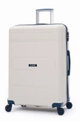 Elatae Premium Polipropilen Kırılmaz 3'lü Valiz Seti Bej - Lacivert V305 - 2