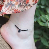 Oniks Taşlı Pul Gümüş Halhal thumbnail 1