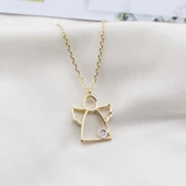 Pırlanta Taş Melek 0.02 CT Gold Micron Kaplama Gümüş Kolye thumbnail 1