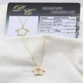 Pırlanta Taş Kaplumbağa 0.02 CT Gold Micron Kaplama Gümüş Kolye thumbnail 2