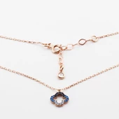 Mini Yonca Figürlü Rose Gold Kaplama Mavi Zirkon Taşlı Gümüş Kolye thumbnail 5