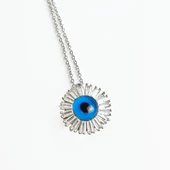 Baget Taşlı Göz Gümüş Kolye thumbnail 1