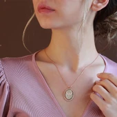 Mikail Meleği Beyaz Mine İşli Rose Gold Kaplama Gümüş Kolye thumbnail 1