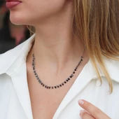 Sıra Siyah Zirkon Taş Gümüş Kolye thumbnail 3