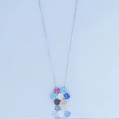 Renkli Zirkon Taşlı Çiçek Gümüş Kolye thumbnail 3