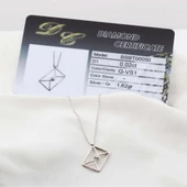 Pırlanta Taş Zarf 0.02 CT Rodyum Micron Kaplama Gümüş Kolye thumbnail 2