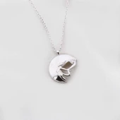 Pırlanta Taş Yarım Ay Su Perisi 0.02 CT Rodyum Micron Kaplama Gümüş Kolye thumbnail 1