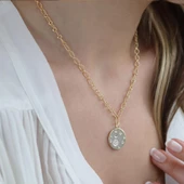 Tasarım Zirkon Taşlı Trend Gümüş Kolye thumbnail 4