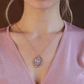 Mikail Kılıcı Eflatun Mine İşli Rose Gold Kaplama Gümüş Kolye thumbnail 2