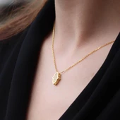 Gold Kaplama Çift Taraflı Fatma Ana Eli içi Zirkon Taşlı 925 Ayar Gümüş Kolye thumbnail 2