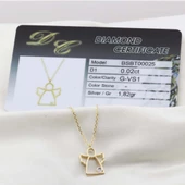 Pırlanta Taş Melek 0.02 CT Gold Micron Kaplama Gümüş Kolye thumbnail 2