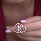 3'lü Kalpli Zirkon Taşlı Gümüş Kolye thumbnail 1