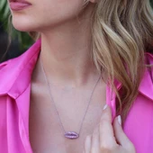 Dudak Figürlü Zirkon Taşlı Asansörlü Gümüş Kolye thumbnail 2