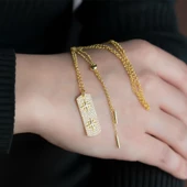 Asansör Zincir Kutup Yıldızı Plaka Gümüş Kolye thumbnail 1