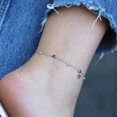 Renkli Zirkon Taşlı Figürlü Gümüş Halhal thumbnail 1