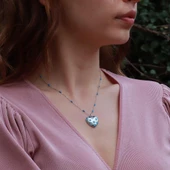 Nazar Boncuklu Mineli Kalpli Gümüş Kolye thumbnail 4