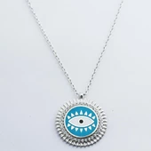 Göz Modeli Zirkon Taşlı Gümüş Kolye thumbnail 4