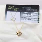 Pırlanta Taş Kalpli 0.02 CT Gold Micron Kaplama Gümüş Kolye thumbnail 2