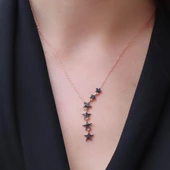 GoldRose Kaplama 6 sıra 925 Ayar Gümüş Yıldız Kolye thumbnail 2