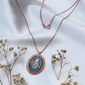 Mine İşli Osmanlı Tuğrası Rose Gold Kaplama Gümüş Kolye thumbnail 1