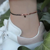 Oniks Taşlı Oval Rose Gold Halhal thumbnail 1