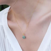 Nazar Boncuklu Gold Kaplama Top Gümüş Kolye thumbnail 2