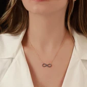 Turkuaz Taşlı Sonsuzluk Rose Gold Kaplama Gümüş Kolye thumbnail 1