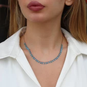 Sıra Turkuaz Taşlı Rose Gold Gümüş Kolye thumbnail 1