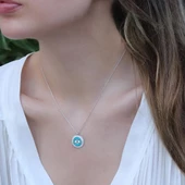 Göz Modeli Zirkon Taşlı Gümüş Kolye thumbnail 2