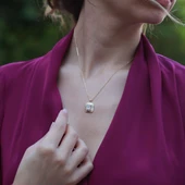 Radiant Kesim 1,25 Karat Zirkon Taşlı Elmas Model Gold Kaplama Gümüş Kolye thumbnail 1