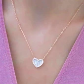 Baget Taşlı Kalp Gümüş Kolye thumbnail 1