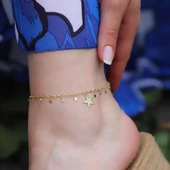 Yıldız Figürlü Gold Kaplama Gümüş Halhal thumbnail 1